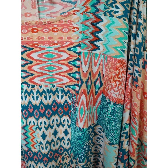 High Fifth Woman 3X Blouse Slit Gold Accent 3/4 Sleeve Western Patchwork... - Picture 4 of 9